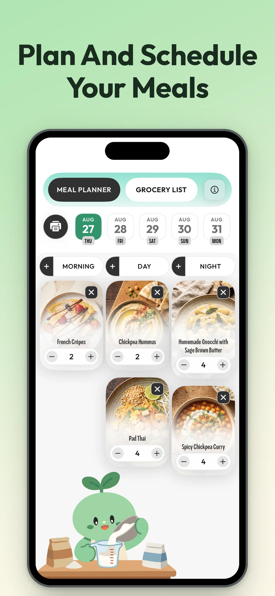 Plan and schedule your meals